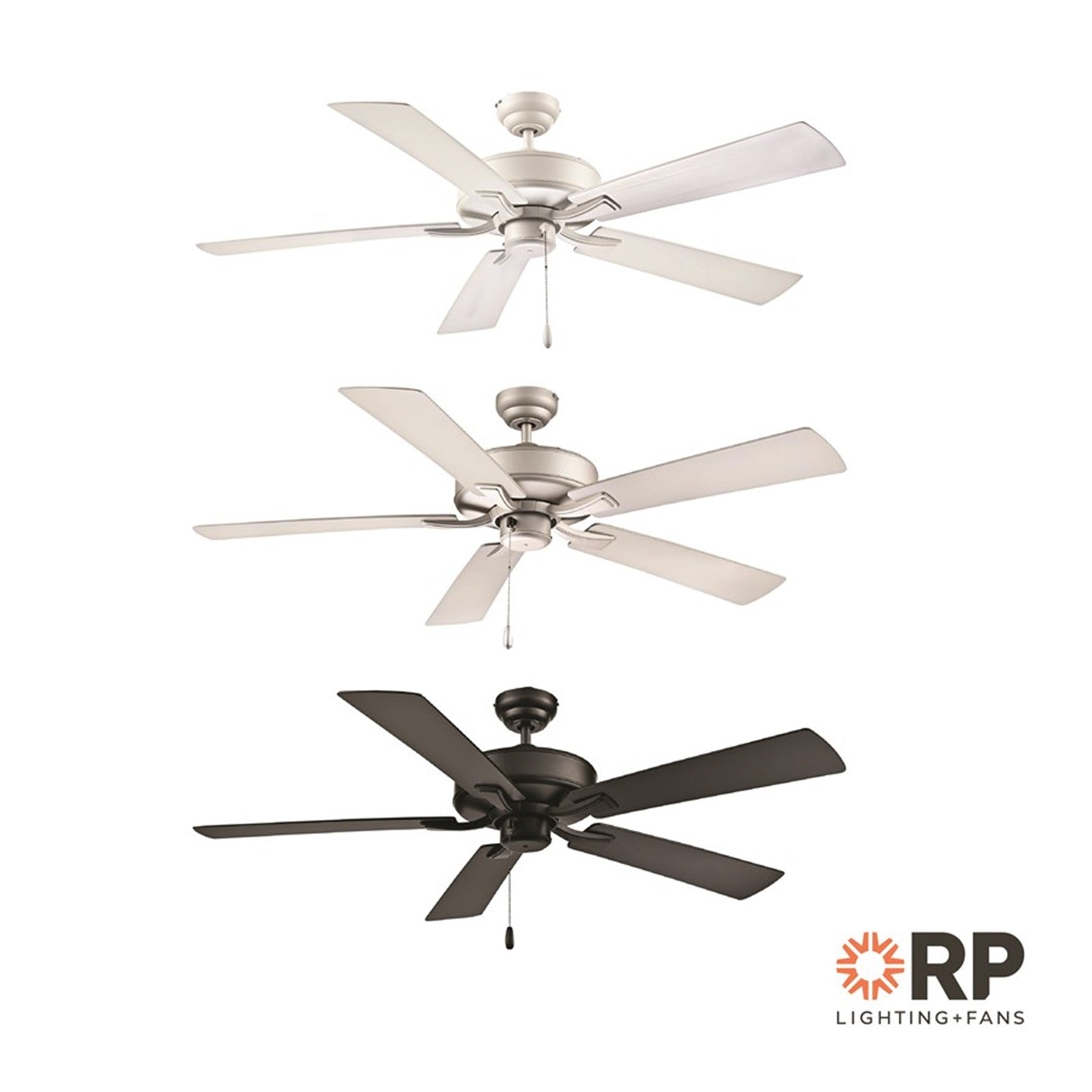 OPEN BOX: RP Lighting Velbreeze 52in 5-Blade Ceiling Fan | Matte White ABS Blades | Covered Patio & Porch | 52 x 52 x 13 in | Model MN1017W-MWW-MWW