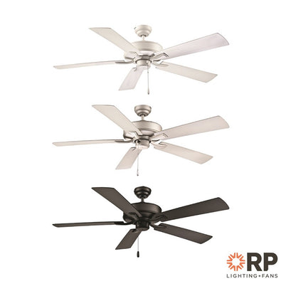 OPEN BOX: RP Lighting Velbreeze 52in 5-Blade Ceiling Fan | Matte White ABS Blades | Covered Patio & Porch | 52 x 52 x 13 in | Model MN1017W-MWW-MWW