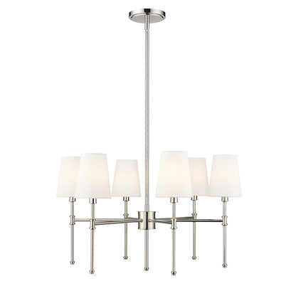 OPEN BOX: Millennium Lighting Adorra 26in 6-Light Chandelier | Traditional Polished Nickel and White | Dining Room & Living Room | Model MN16106-PN