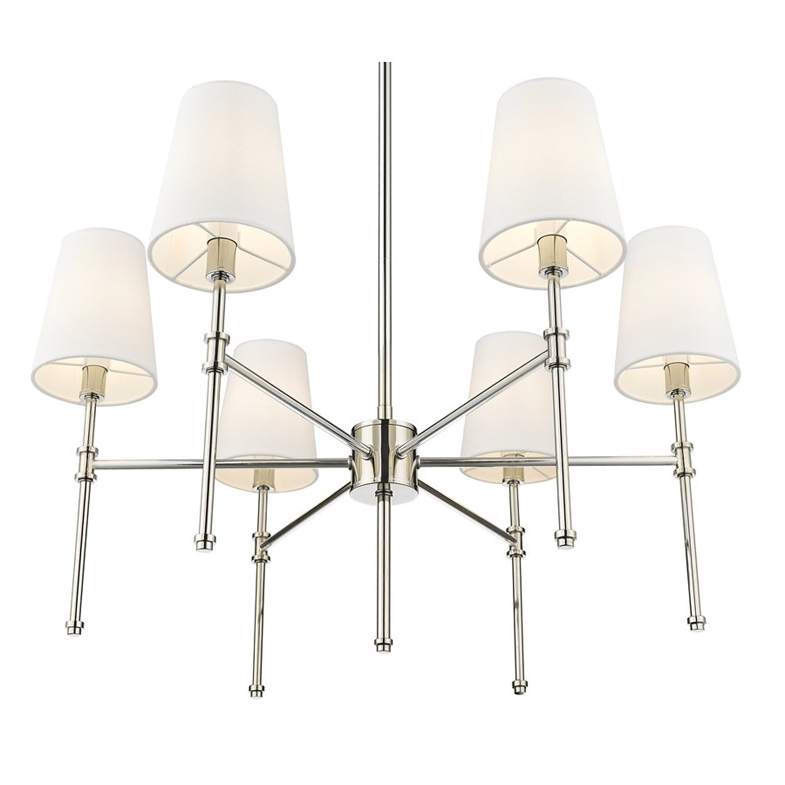 OPEN BOX: Millennium Lighting Adorra 26in 6-Light Chandelier | Traditional Polished Nickel and White | Dining Room & Living Room | Model MN16106-PN
