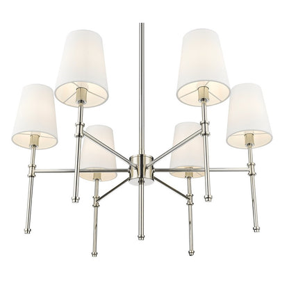 OPEN BOX: Millennium Lighting Adorra 26in 6-Light Chandelier | Traditional Polished Nickel and White | Dining Room & Living Room | Model MN16106-PN