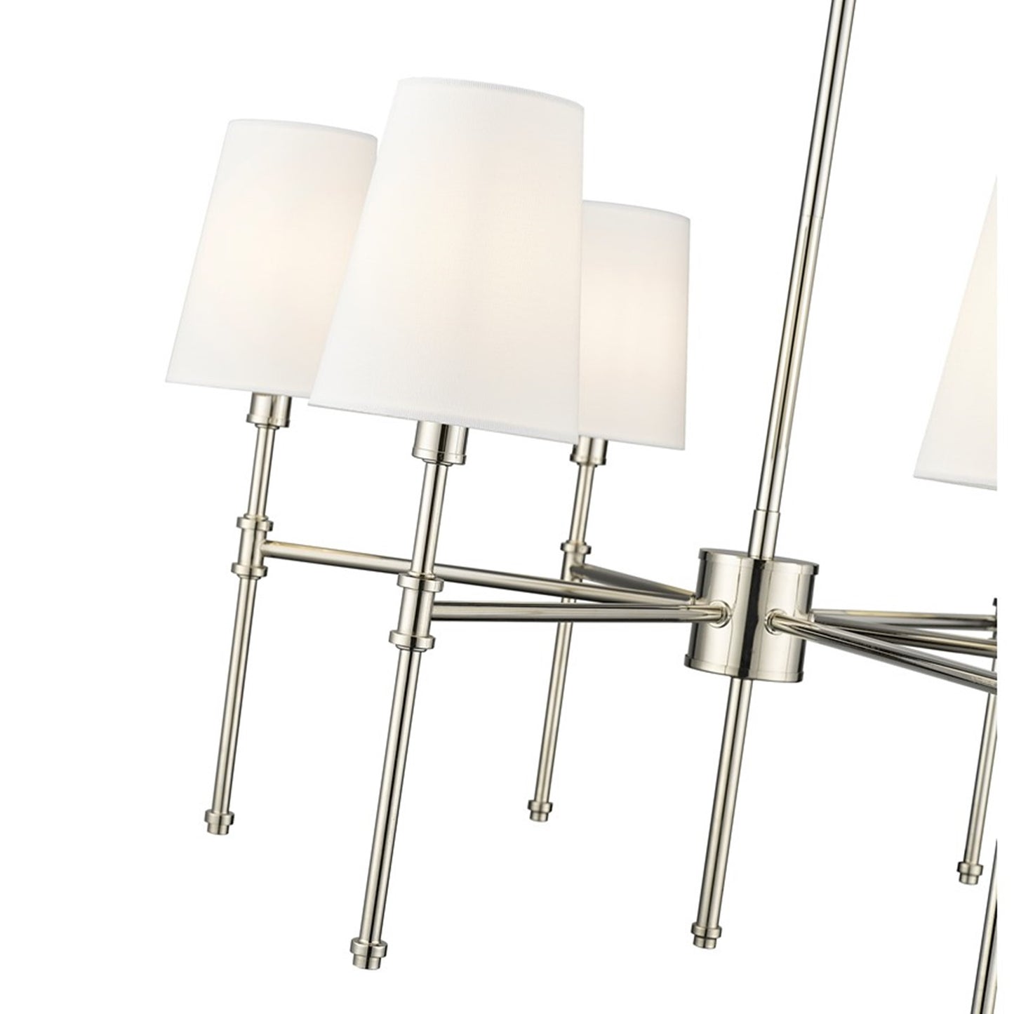 OPEN BOX: Millennium Lighting Adorra 26in 6-Light Chandelier | Traditional Polished Nickel and White | Dining Room & Living Room | Model MN16106-PN