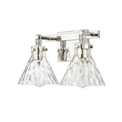 OPEN BOX: Millennium Lighting Barlon 16in 2-Light Vanity Light | Polished Nickel and Clear Water Glass | Bathroom Vanity | Model MN20002-PN