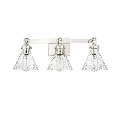OPEN BOX: Millennium Lighting Barlon 25in 3-Light Vanity Light | Polished Nickel and Clear Water Glass | Bathroom Vanity | Model MN20003-PN