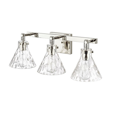 OPEN BOX: Millennium Lighting Barlon 25in 3-Light Vanity Light | Polished Nickel and Clear Water Glass | Bathroom Vanity | Model MN20003-PN