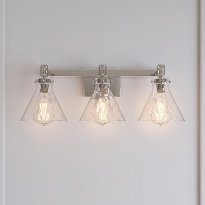 OPEN BOX: Millennium Lighting Barlon 25in 3-Light Vanity Light | Polished Nickel and Clear Water Glass | Bathroom Vanity | Model MN20003-PN