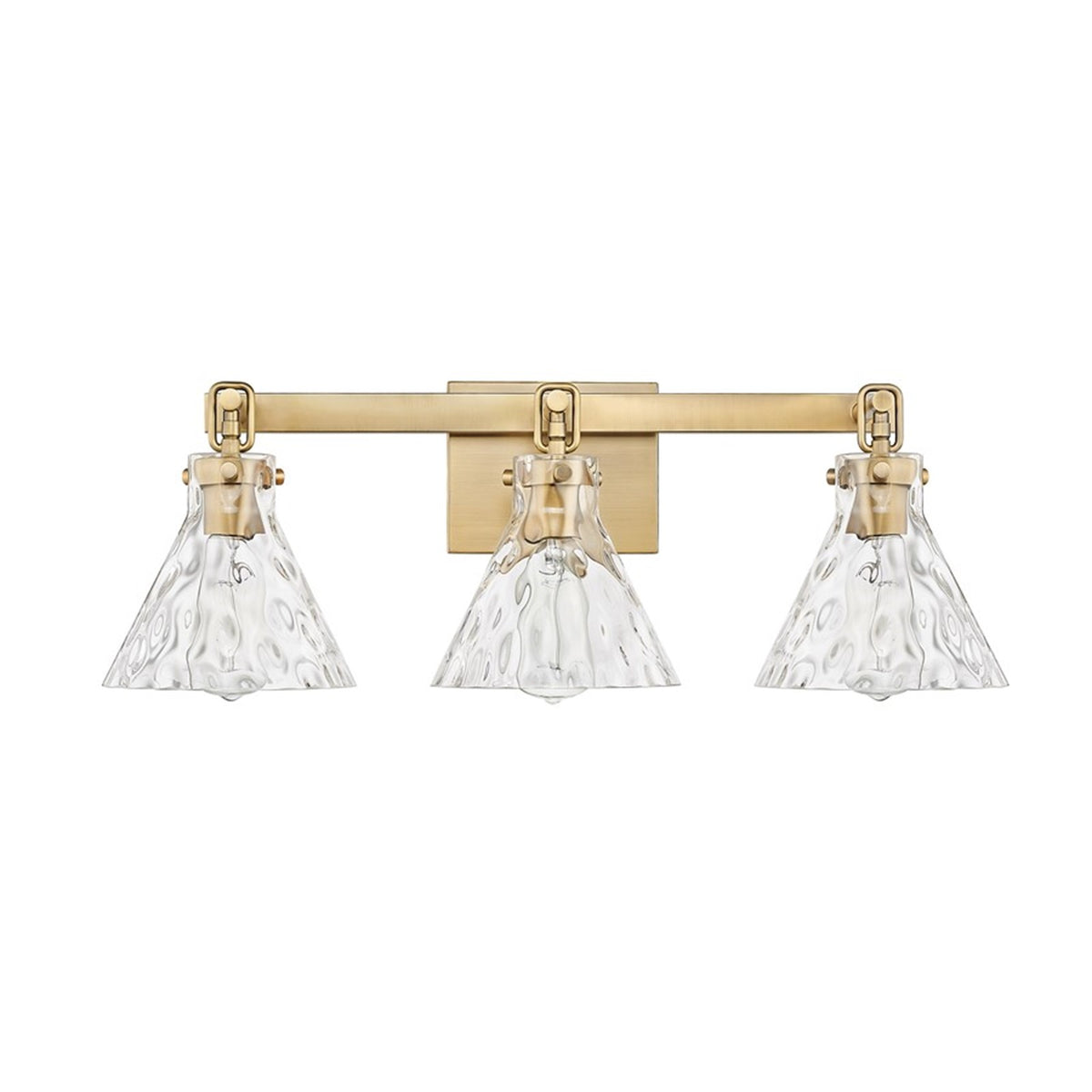 OPEN BOX ITEM: Millennium Lighting Barlon 25in 3-Light Vanity Light | Modern Farmhouse Vintage Brass and Clear Water Glass | Model MN20003-VB