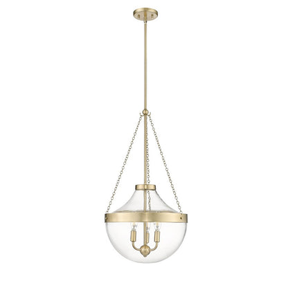 OPEN BOX: Millennium Lighting Clarra 15in 3-Light Pendant | Modern Gold and Clear Glass | Kitchen Island & Dining Room | Model MN20103-MG