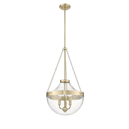 OPEN BOX: Millennium Lighting Clarra 15in 3-Light Pendant | Modern Gold and Clear Glass | Kitchen Island & Dining Room | Model MN20103-MG