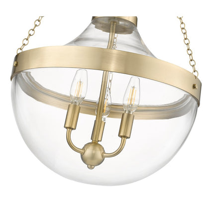 OPEN BOX: Millennium Lighting Clarra 15in 3-Light Pendant | Modern Gold and Clear Glass | Kitchen Island & Dining Room | Model MN20103-MG