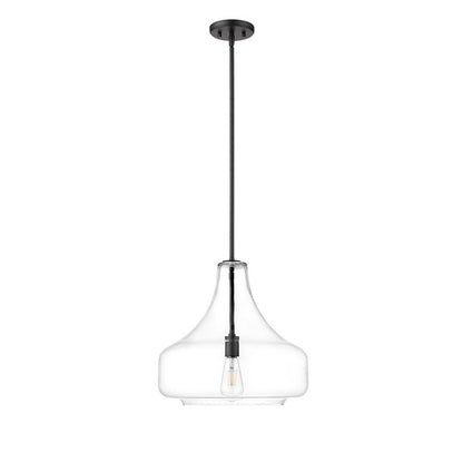 OPEN BOX: Millennium Madelynn 16in 1-Light Pendant | Matte Black and Clear Glass | Kitchen Island & Dining Room | 16 x 16 x 16 in | Model MN20301-MB
