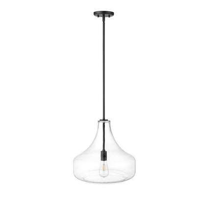 OPEN BOX: Millennium Madelynn 16in 1-Light Pendant | Matte Black and Clear Glass | Kitchen Island & Dining Room | 16 x 16 x 16 in | Model MN20301-MB