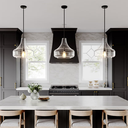 OPEN BOX: Millennium Madelynn 16in 1-Light Pendant | Matte Black and Clear Glass | Kitchen Island & Dining Room | 16 x 16 x 16 in | Model MN20301-MB