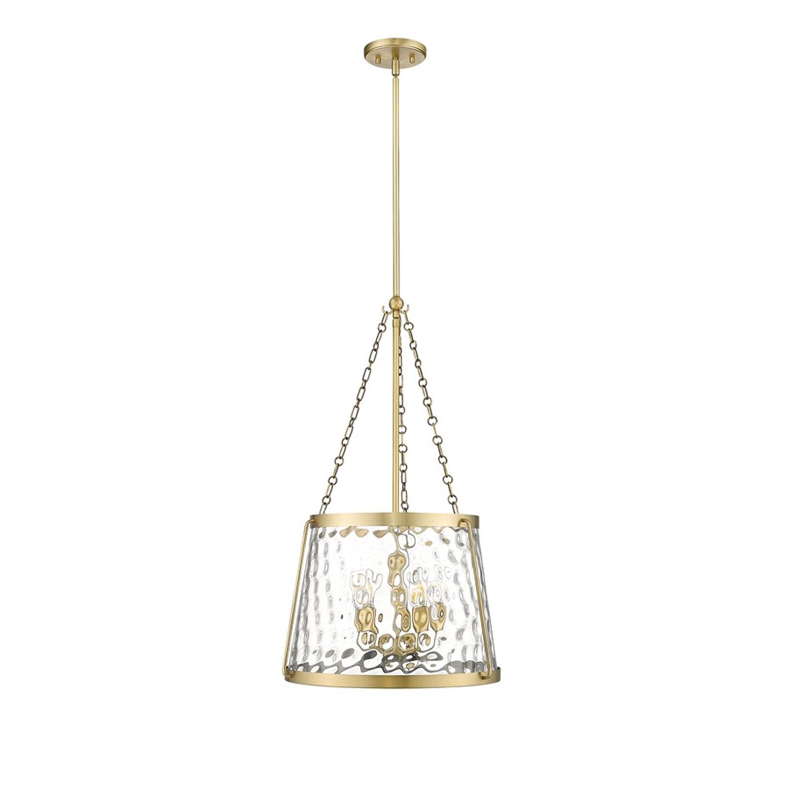 OPEN BOX: Millennium Lighting Adabella 18in 5-Light Pendant | Vintage Brass and Clear Hammered Glass | Kitchen Island & Dining Room | Model MN20405-VB