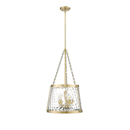 OPEN BOX: Millennium Lighting Adabella 18in 5-Light Pendant | Vintage Brass and Clear Hammered Glass | Kitchen Island & Dining Room | Model MN20405-VB