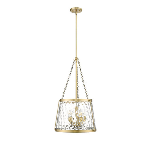 OPEN BOX: Millennium Lighting Adabella 18in 5-Light Pendant | Vintage Brass and Clear Hammered Glass | Kitchen Island & Dining Room | Model MN20405-VB