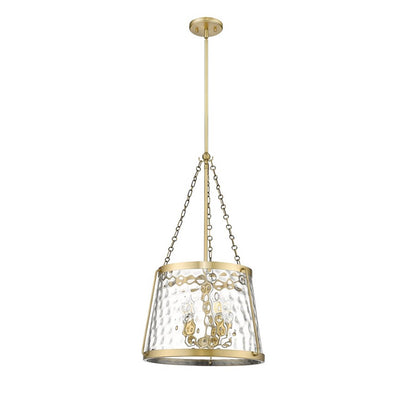 OPEN BOX: Millennium Lighting Adabella 18in 5-Light Pendant | Vintage Brass and Clear Hammered Glass | Kitchen Island & Dining Room | Model MN20405-VB