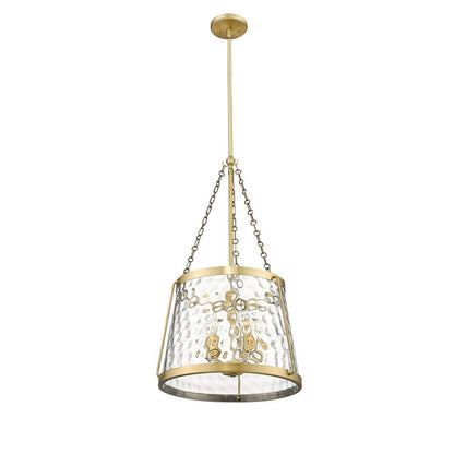 OPEN BOX: Millennium Lighting Adabella 18in 5-Light Pendant | Vintage Brass and Clear Hammered Glass | Kitchen Island & Dining Room | Model MN20405-VB