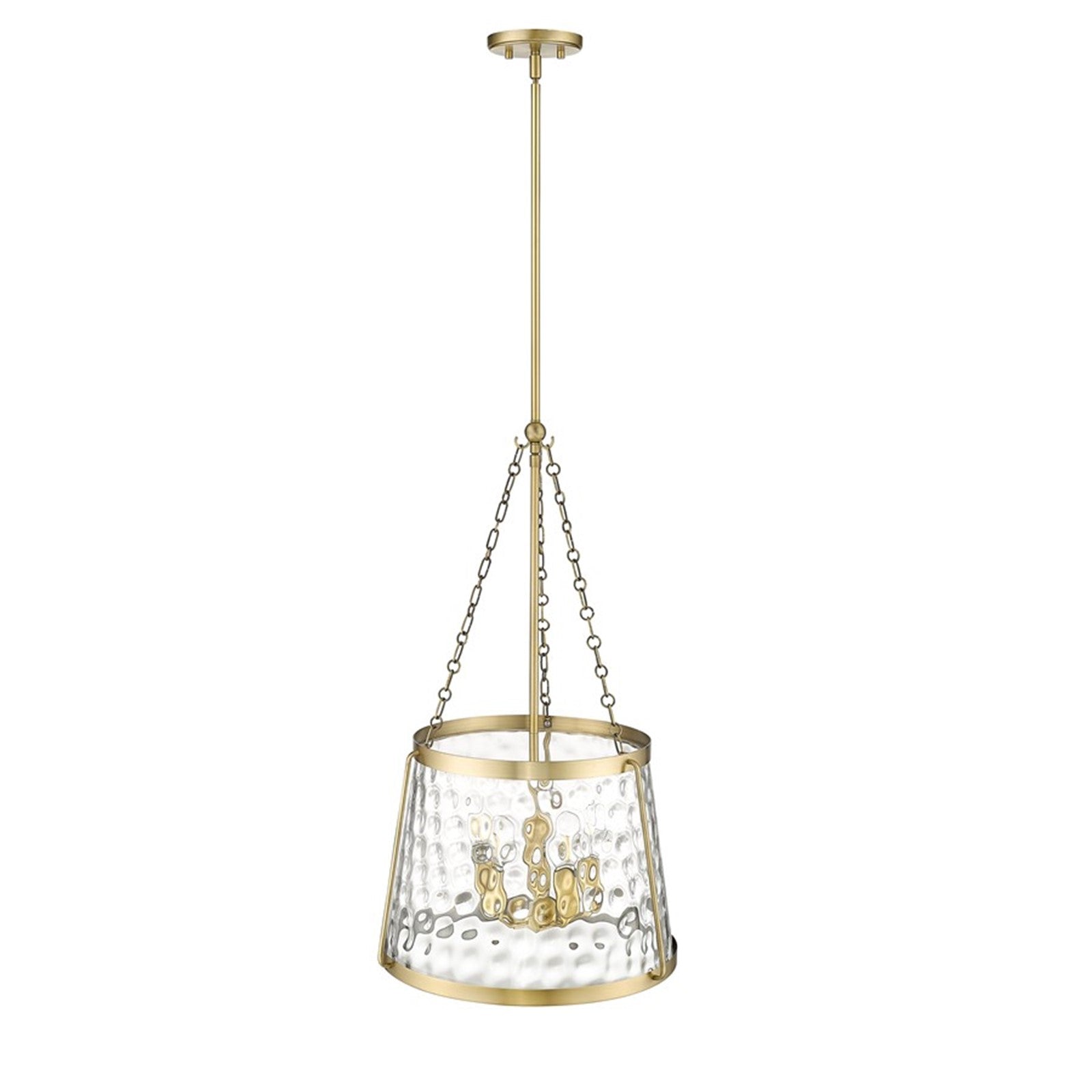 OPEN BOX: Millennium Lighting Adabella 18in 5-Light Pendant | Vintage Brass and Clear Hammered Glass | Kitchen Island & Dining Room | Model MN20405-VB