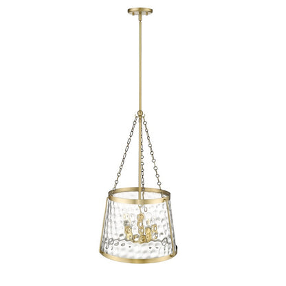 OPEN BOX: Millennium Lighting Adabella 18in 5-Light Pendant | Vintage Brass and Clear Hammered Glass | Kitchen Island & Dining Room | Model MN20405-VB