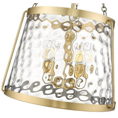 OPEN BOX: Millennium Lighting Adabella 18in 5-Light Pendant | Vintage Brass and Clear Hammered Glass | Kitchen Island & Dining Room | Model MN20405-VB