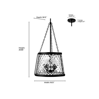 OPEN BOX: Millennium Lighting Adabella 18in 5-Light Pendant | Vintage Brass and Clear Hammered Glass | Kitchen Island & Dining Room | Model MN20405-VB