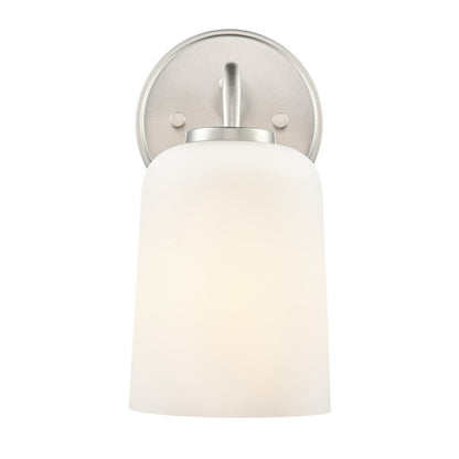 OPEN BOX: Millennium Lighting Laphia 5in 1-Light Wall Sconce | Brushed Nickel and Etched Opal Glass | Bathroom & Hallway | Model MN214201-BN