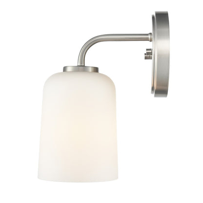 OPEN BOX: Millennium Lighting Laphia 5in 1-Light Wall Sconce | Brushed Nickel and Etched Opal Glass | Bathroom & Hallway | Model MN214201-BN