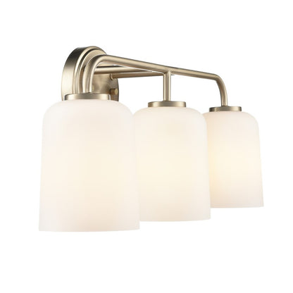 OPEN BOX: Millennium Lighting Laphia 22in 3-Light Vanity Light | Modern Gold and Etched Opal | Bathroom & Kitchen Task Lighting | Model MN214203-MG