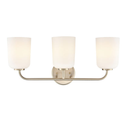 OPEN BOX: Millennium Lighting Laphia 22in 3-Light Vanity Light | Modern Gold and Etched Opal | Bathroom & Kitchen Task Lighting | Model MN214203-MG