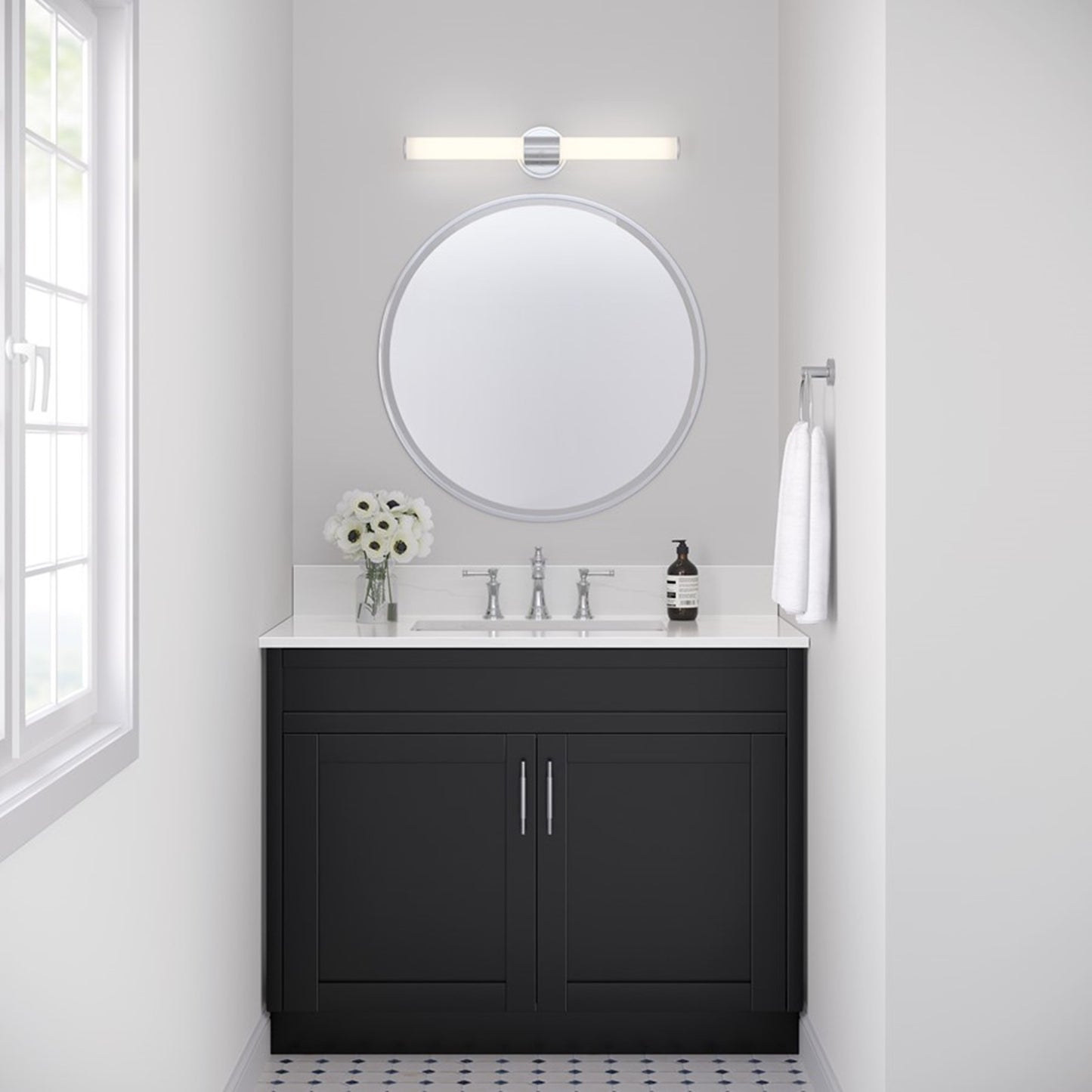OPEN BOX: Millennium Lighting Trumann 24in 1-Light LED Vanity | Modern Polished Chrome and White Plastic | Bathroom & Powder Room | Model MN2221-CH