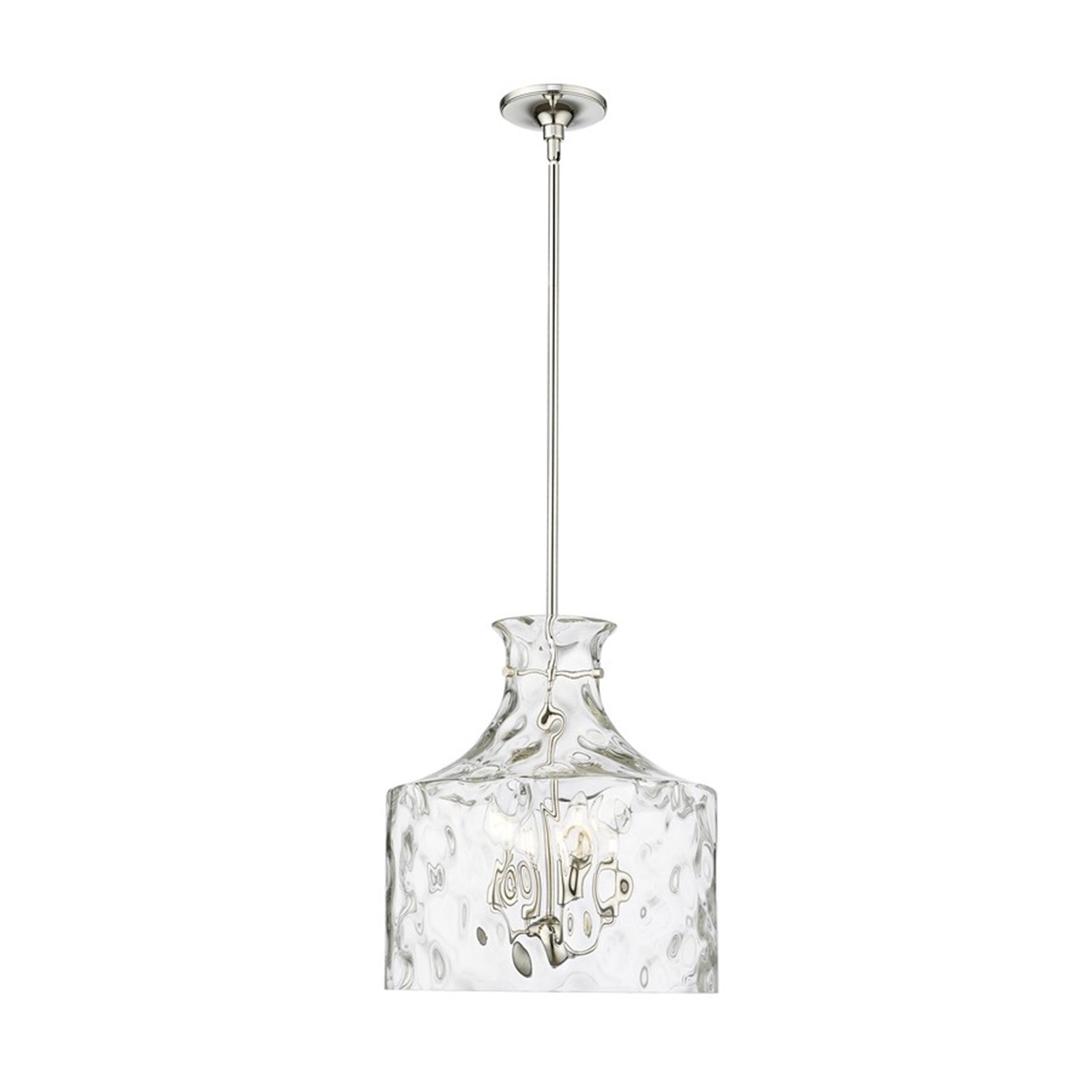 OPEN BOX: Millennium Lighting Santorini 15in 4-Light Pendant | Polished Nickel and Water Glass | Kitchen Island & Dining Room | Model MN22604-PN