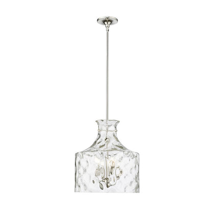 OPEN BOX: Millennium Lighting Santorini 15in 4-Light Pendant | Polished Nickel and Water Glass | Kitchen Island & Dining Room | Model MN22604-PN