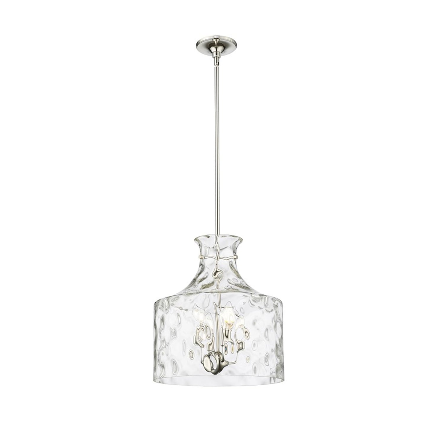 OPEN BOX: Millennium Lighting Santorini 15in 4-Light Pendant | Polished Nickel and Water Glass | Kitchen Island & Dining Room | Model MN22604-PN