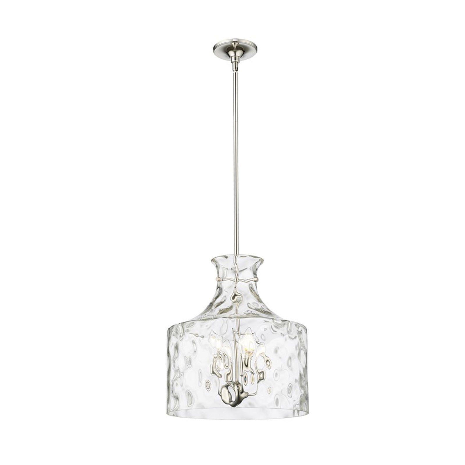 OPEN BOX: Millennium Lighting Santorini 15in 4-Light Pendant | Polished Nickel and Water Glass | Kitchen Island & Dining Room | Model MN22604-PN