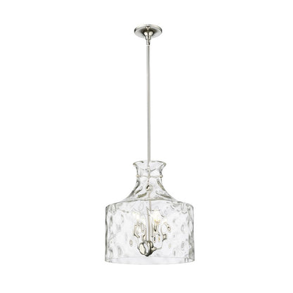 OPEN BOX: Millennium Lighting Santorini 15in 4-Light Pendant | Polished Nickel and Water Glass | Kitchen Island & Dining Room | Model MN22604-PN