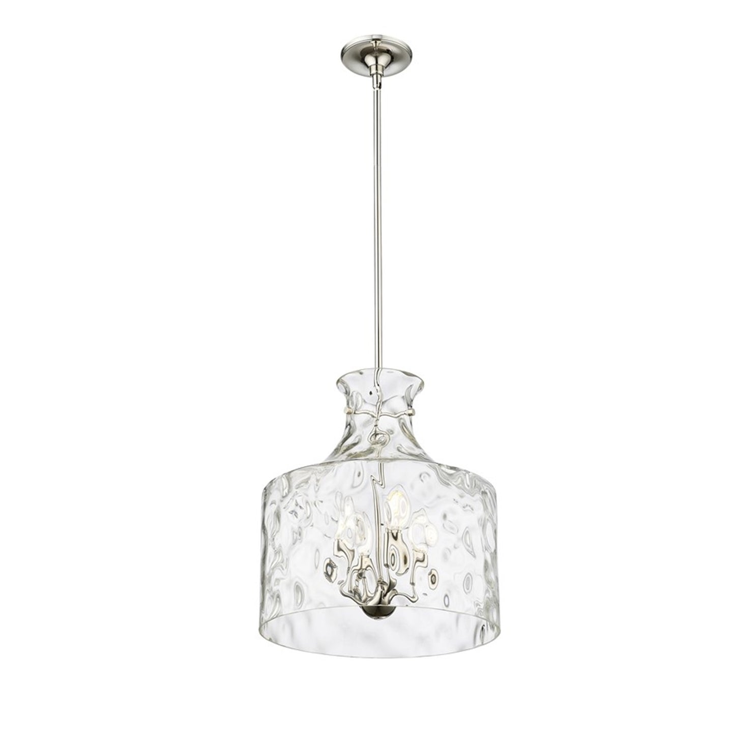 OPEN BOX: Millennium Lighting Santorini 15in 4-Light Pendant | Polished Nickel and Water Glass | Kitchen Island & Dining Room | Model MN22604-PN