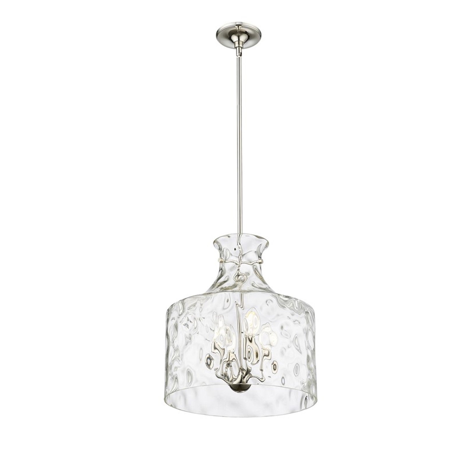 OPEN BOX: Millennium Lighting Santorini 15in 4-Light Pendant | Polished Nickel and Water Glass | Kitchen Island & Dining Room | Model MN22604-PN
