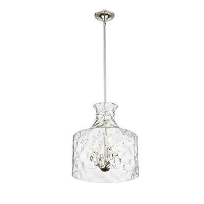 OPEN BOX: Millennium Lighting Santorini 15in 4-Light Pendant | Polished Nickel and Water Glass | Kitchen Island & Dining Room | Model MN22604-PN