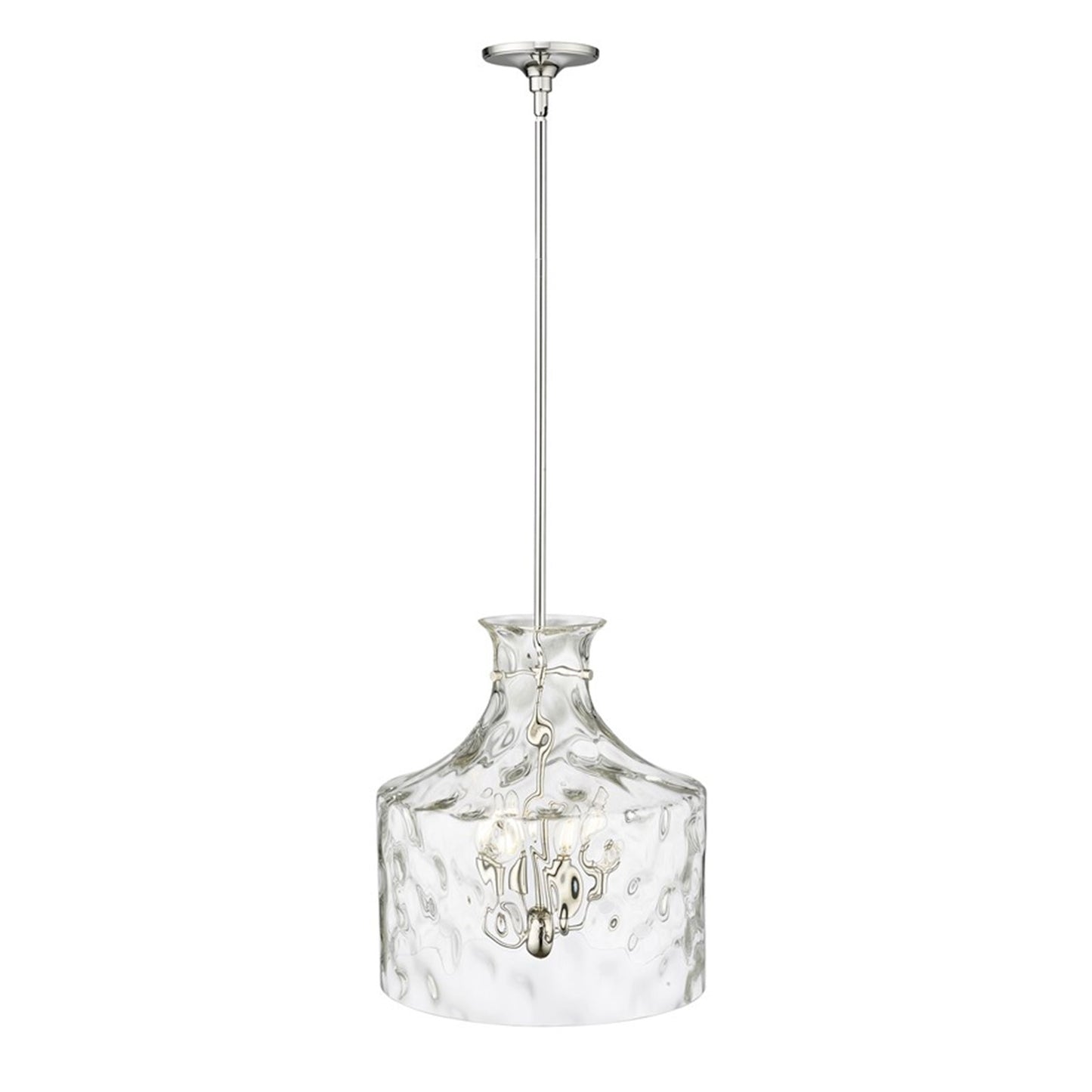 OPEN BOX: Millennium Lighting Santorini 15in 4-Light Pendant | Polished Nickel and Water Glass | Kitchen Island & Dining Room | Model MN22604-PN