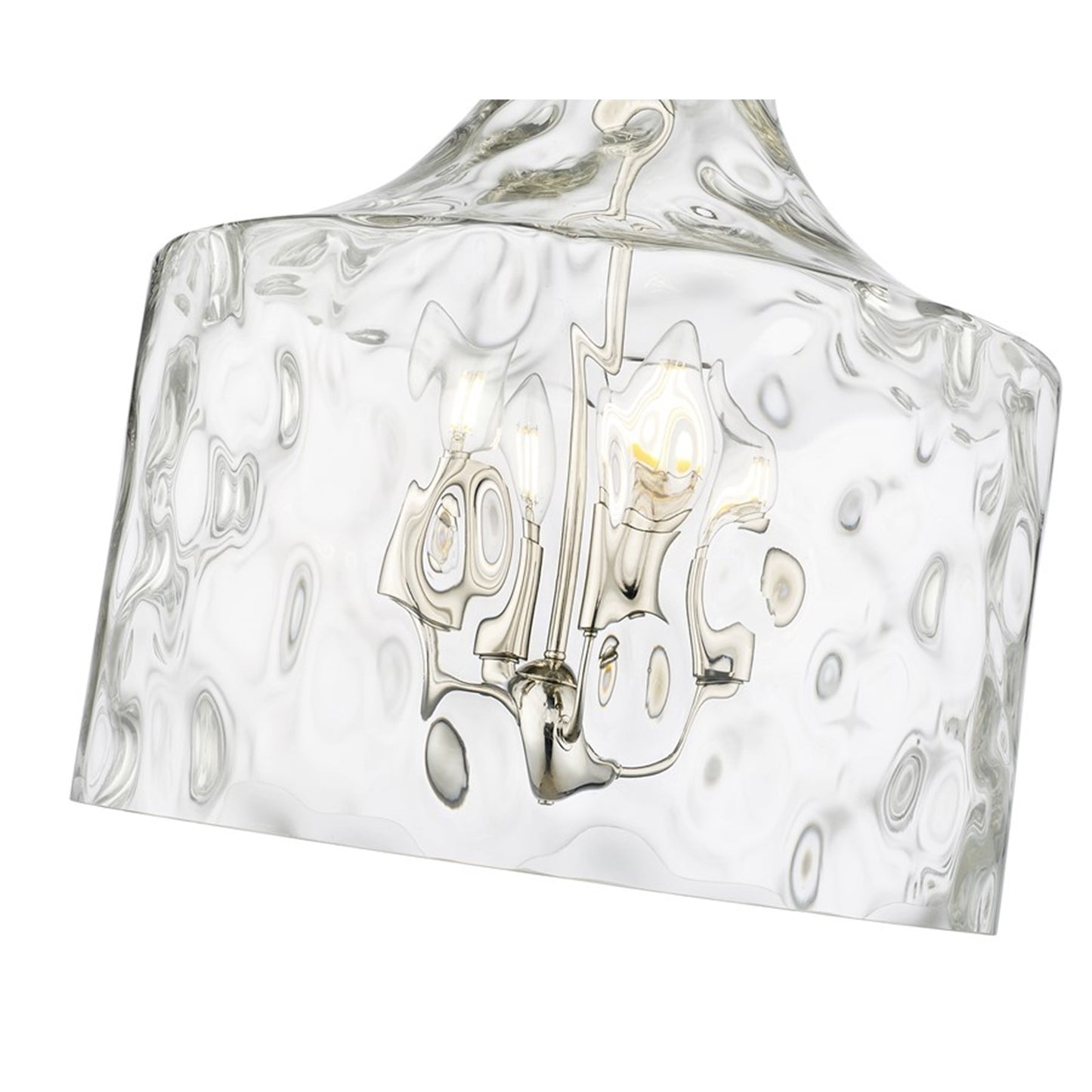 OPEN BOX: Millennium Lighting Santorini 15in 4-Light Pendant | Polished Nickel and Water Glass | Kitchen Island & Dining Room | Model MN22604-PN