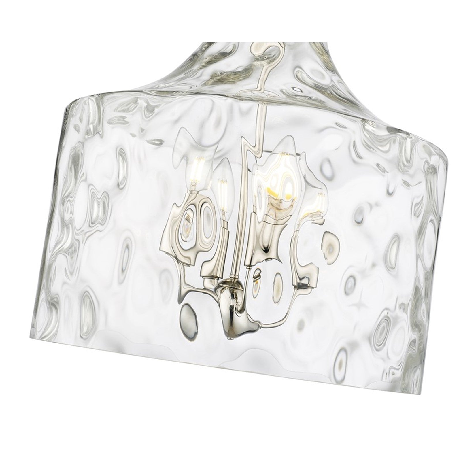 OPEN BOX: Millennium Lighting Santorini 15in 4-Light Pendant | Polished Nickel and Water Glass | Kitchen Island & Dining Room | Model MN22604-PN