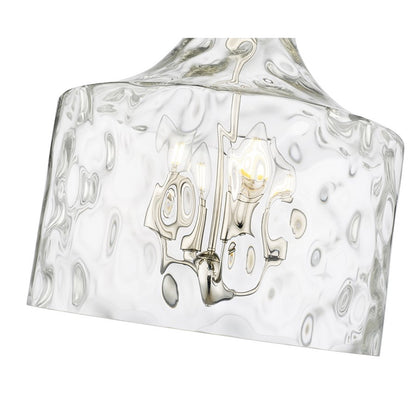OPEN BOX: Millennium Lighting Santorini 15in 4-Light Pendant | Polished Nickel and Water Glass | Kitchen Island & Dining Room | Model MN22604-PN