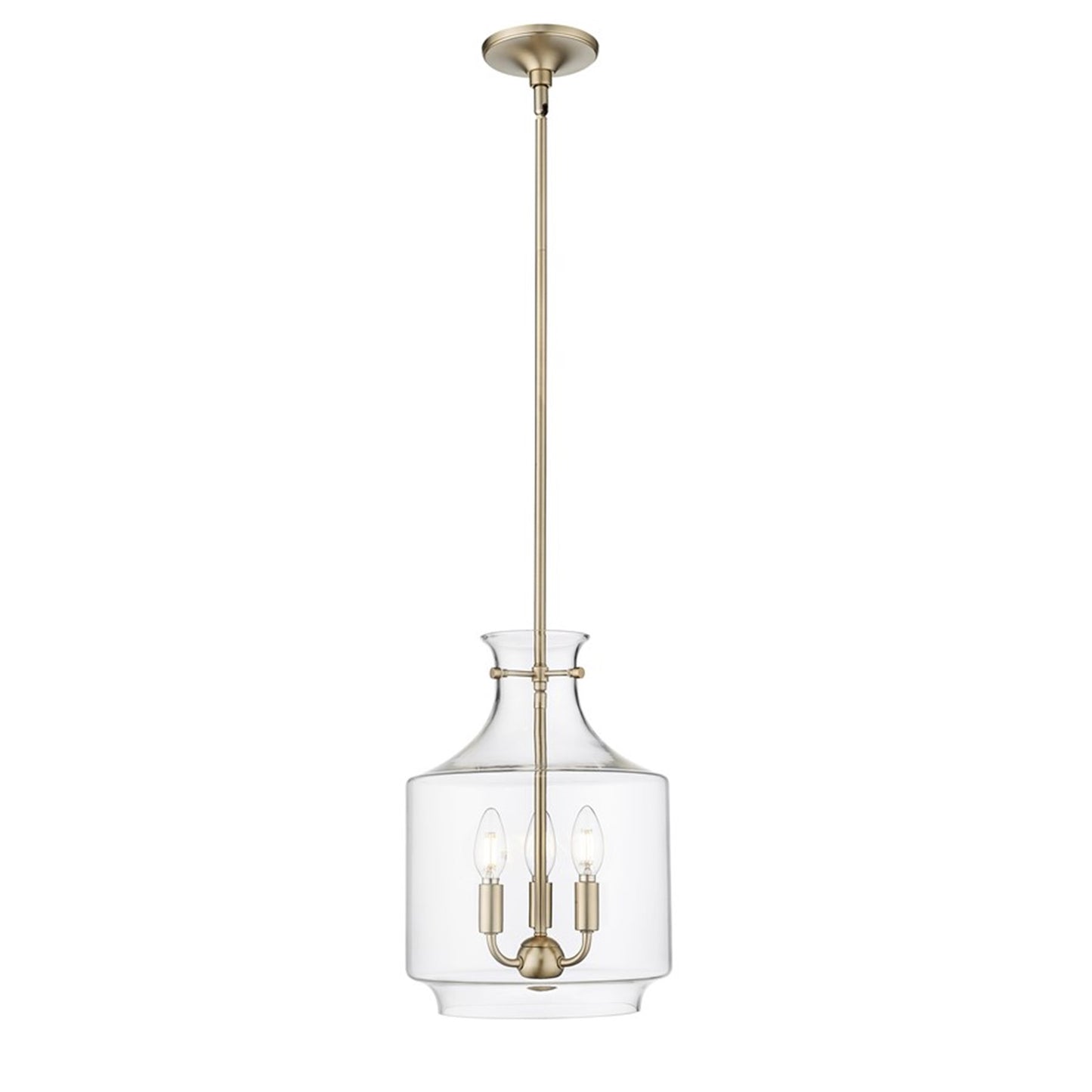 OPEN BOX: Millennium Lighting Mahannah 3-Light Pendant | Modern Gold and Clear Glass | Kitchen Island & Dining Room | Model MN22803-MG