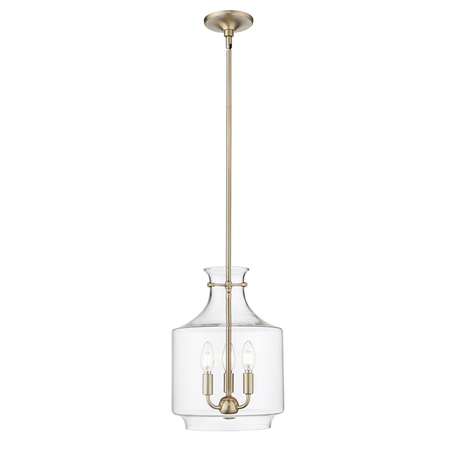 OPEN BOX: Millennium Lighting Mahannah 3-Light Pendant | Modern Gold and Clear Glass | Kitchen Island & Dining Room | Model MN22803-MG