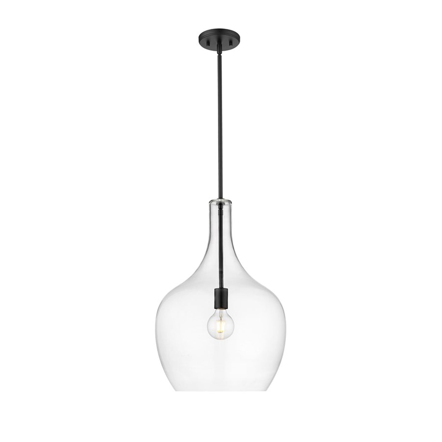 OPEN BOX: Millennium Lighting Lamara 15in 1-Light Pendant | Matte Black and Clear Glass | Kitchen Island & Dining Room | Model MN28501-MB