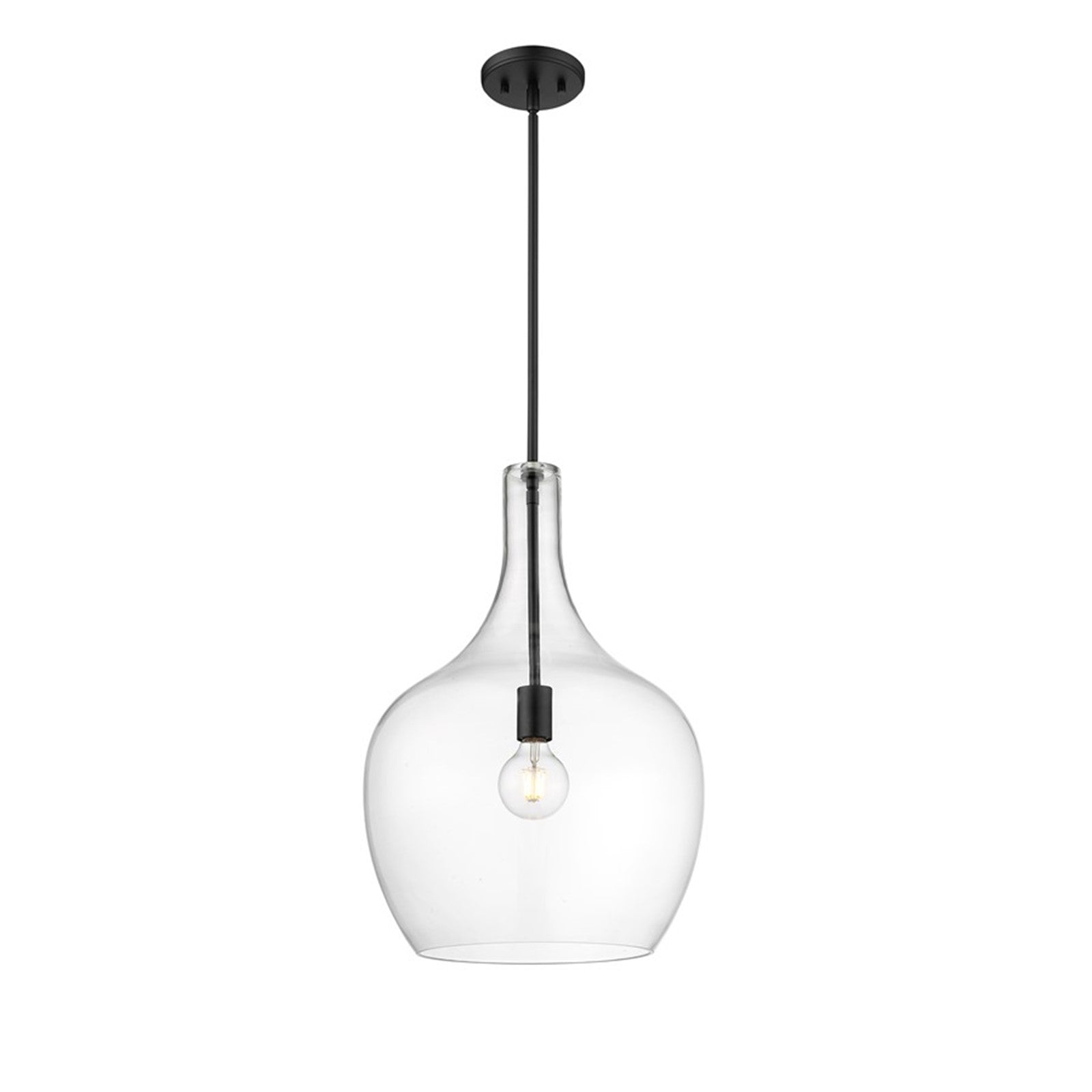 OPEN BOX: Millennium Lighting Lamara 15in 1-Light Pendant | Matte Black and Clear Glass | Kitchen Island & Dining Room | Model MN28501-MB