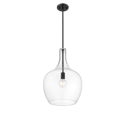 OPEN BOX: Millennium Lighting Lamara 15in 1-Light Pendant | Matte Black and Clear Glass | Kitchen Island & Dining Room | Model MN28501-MB
