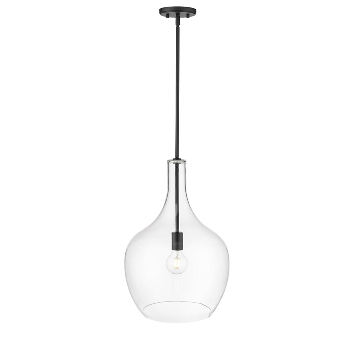 OPEN BOX: Millennium Lighting Lamara 15in 1-Light Pendant | Matte Black and Clear Glass | Kitchen Island & Dining Room | Model MN28501-MB