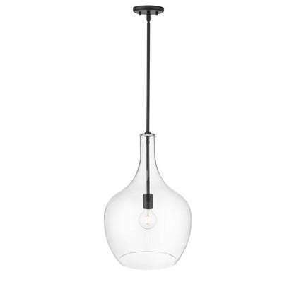 OPEN BOX: Millennium Lighting Lamara 15in 1-Light Pendant | Matte Black and Clear Glass | Kitchen Island & Dining Room | Model MN28501-MB